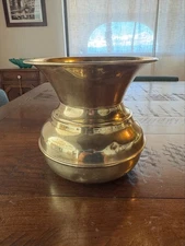 Vintage Brass Spittoon Large Flared Rim Decorative Tavern Vessel Rustic