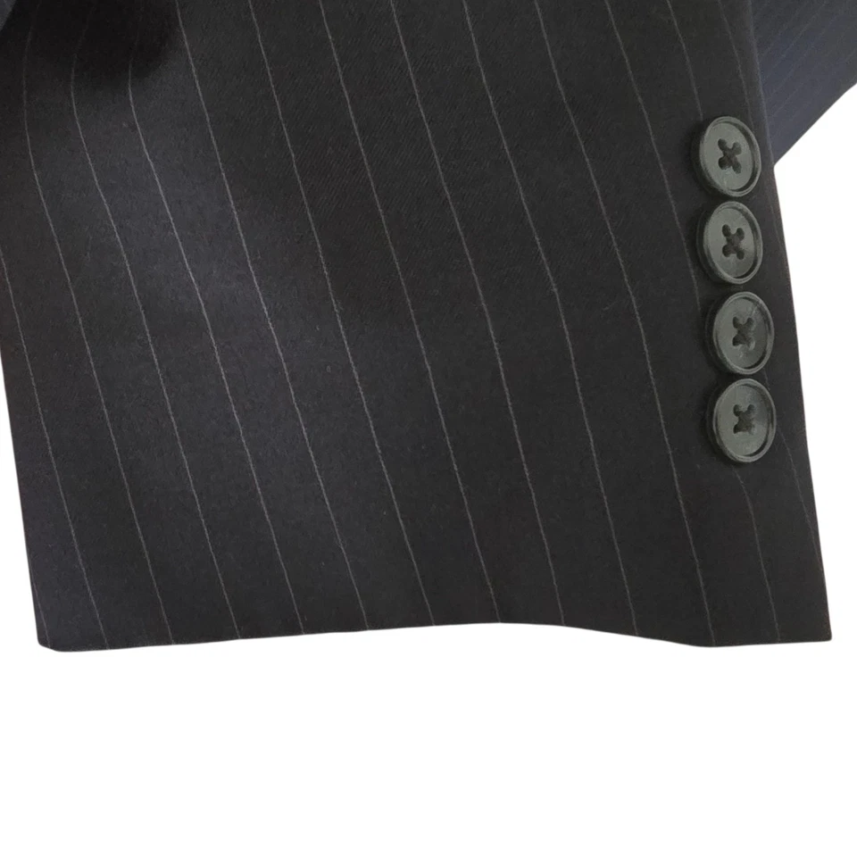 Traje de lana a rayas azul marino 43r 36x32 Hart Schaffner Marx trompetista dorado Foto 4 de 4