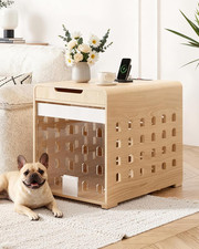 Modern Dog Crate Furniture with Charging Station Medium Kennel Indoor with Flip-