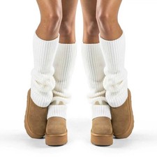 Women Ribbed Knit Leg Warmers 80s Retro Boot Cuff Long Socks Dance Yoga Ballet