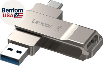 D40E 128GB Dual USB 3.2 Gen 1 Type-C Jump Drive, USB-C Flash Metal Housing Swive
