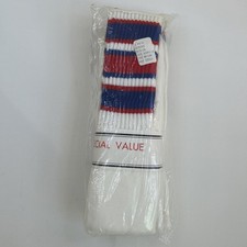 DEAL 3 Pack VTG Tube Socks White 10-14 Multi NOS Pairs Acrylic 80's 90s 22" USA.