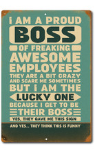 Funny Boss Tin Sign 8x12 – Proud Boss Gift Office Decor for Awesome Employees