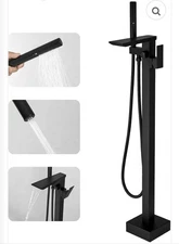 RUMOSE Matte Black Bathtub Filler Freestanding Tub Filler Floor Mount Tub Faucet