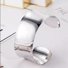 Silver Tone Wide Open Cuff Bracelet, Polished...