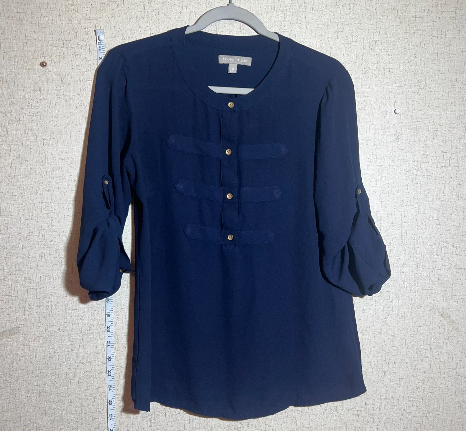 Banana Republic button front navy blue top women's small