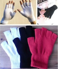 Woman Men Girl Boy Party Warm Knit Half Fingerless Dance SHORT Gloves Mittens