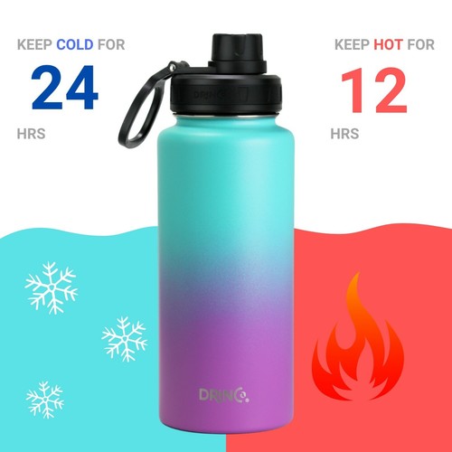 Botella de agua de acero inoxidable con aislamiento de doble pared frasco deportivo 32 oz 22 oz - Imagen 96 de 97