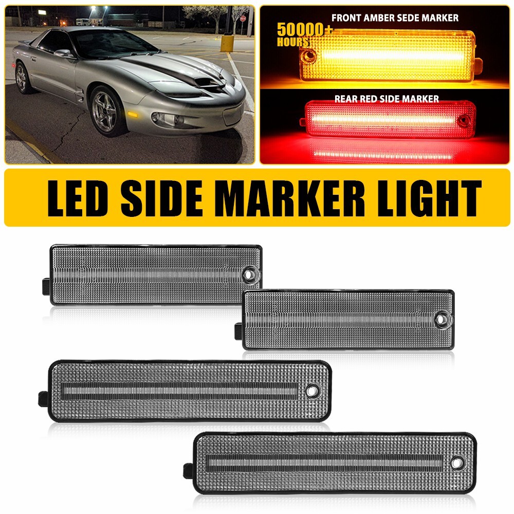 Bright 4X LED Side Marker Lights Amber Red for 98-02 Firebird