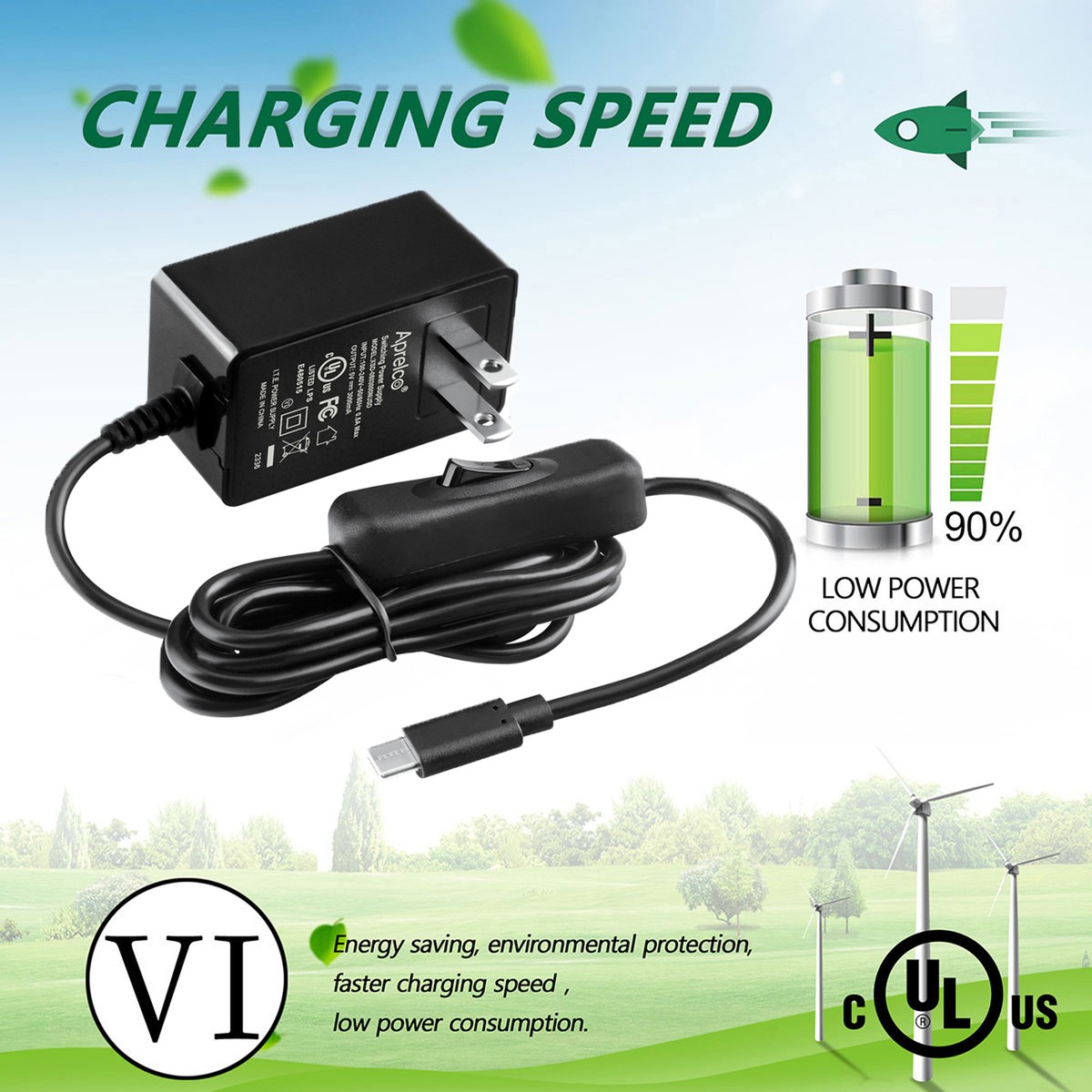 UL 5V 3A USB-C AC Adapter For Motorola Moto G9 Plus/G8 Plus/G8