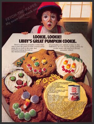 Libby's 1980s Print Advertisement 1983 Great Pumpkin Cookie Recipe Clown