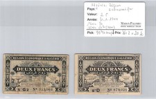 Algérie Région Economique Lot de deux 2 Francs 31.1.1944 Pick 99b