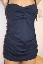 NWT Anne Cole Swimsuit Bikini 1 piece Attached Dress Strapless Navy
