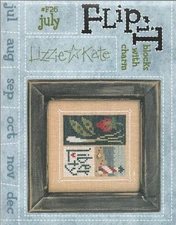 F26 JULY by LIZZIE KATE Flip It 2004 Cross Stitch Pattern w/Charm