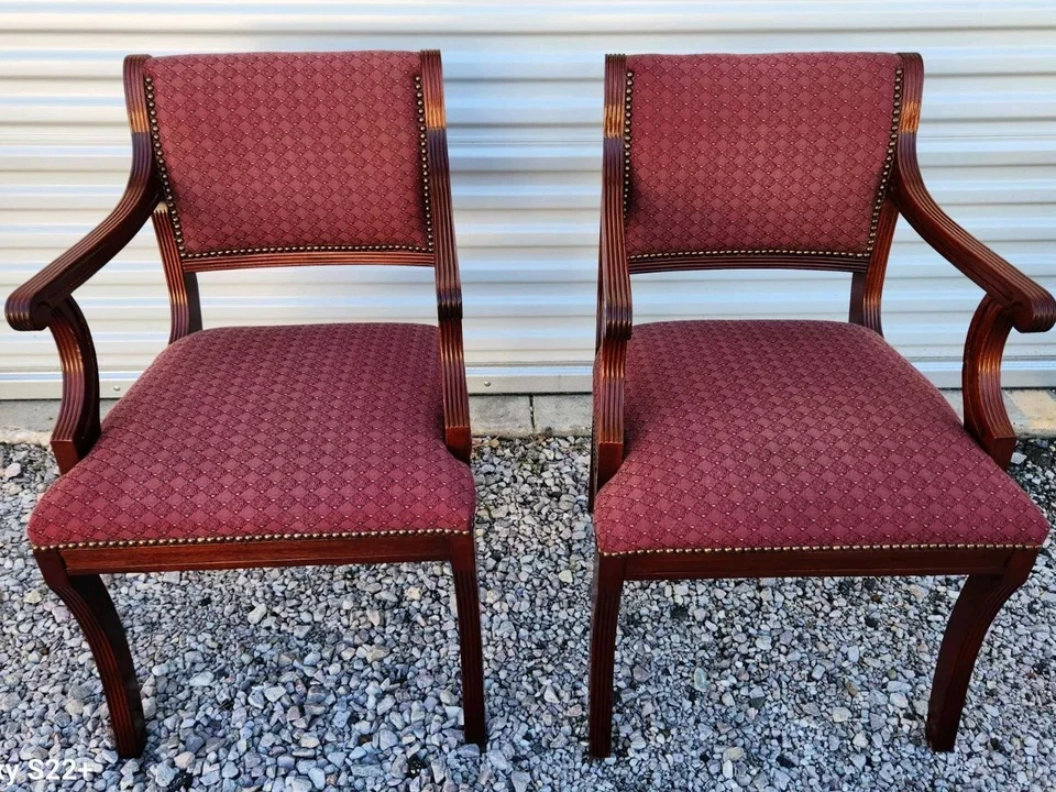 Silla San Timoteo Tela Borgoña Biblioteca Oficina Sillones, Par, Arce, Bonito Foto 3 de 4