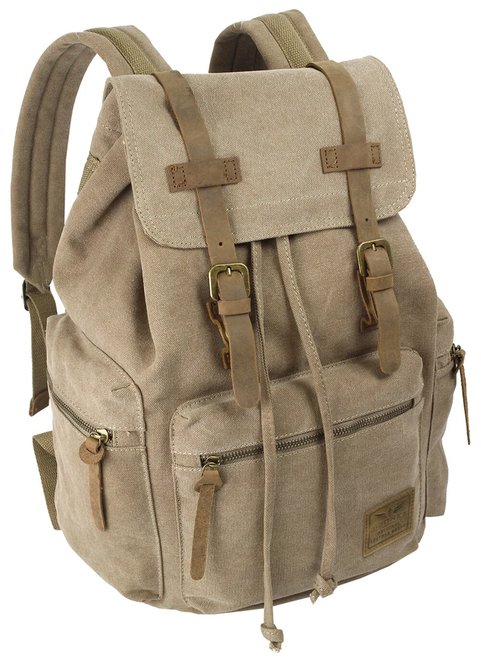 Rucksack Wanderrucksack aus Canvas und Leder Laptopfach Qualität super günstig ! - Bild 3 von 4