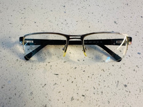 PRADA VPR-60F 5AV-101 Black Rectangular Half Rim Glasses 53-17-135 Made in Italy - 第 1/7 張圖片