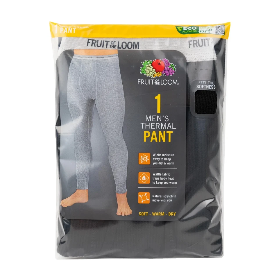 LOTE DE 5 Pantalones Ropa Interior Fruit of the Loom Hombres L 36-38 Gofre Térmico Capa Base Foto 3 de 4