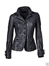 Women's Damen Genuine Lambskin Leather Jacket Black Slim Fit Biker Jacket (617)