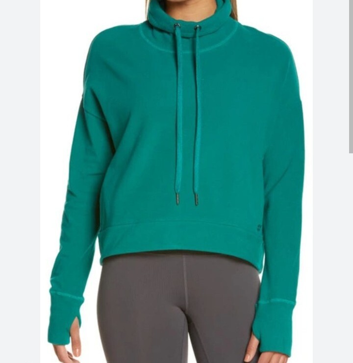 Sweaty Betty Large Harmonise Luxe Fleece Sweatshirt Maritime Green