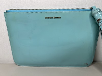 Dooney & Bourke Carrington Medium Wristlet Clutch Sky Blue Patent Leather