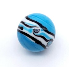New for 2022 22mm "Riptide" Light Blue Handmade Art Glass Single Marble 7/8"