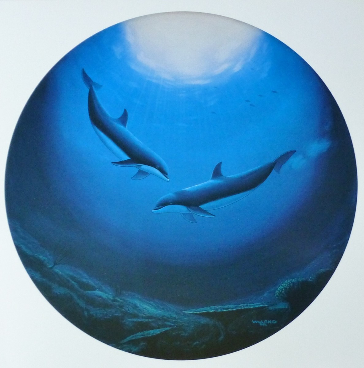 WYLAND Dolphin Serenade 版画 1/350 Wyland Studios DOLPHIN SERENITY Reef Ocean Wildlife Sea mini print