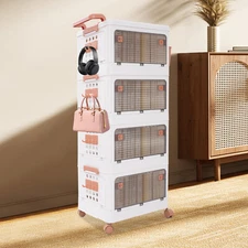 Foldable Stackable Storage Bins 4-Tier Storage Organizer Bins Storage Containers