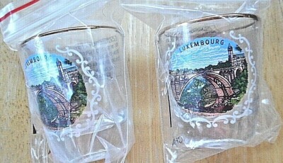 1970s Luxembourg Vintage Point Adolphe Bridge Shot Glasses SET OF 2