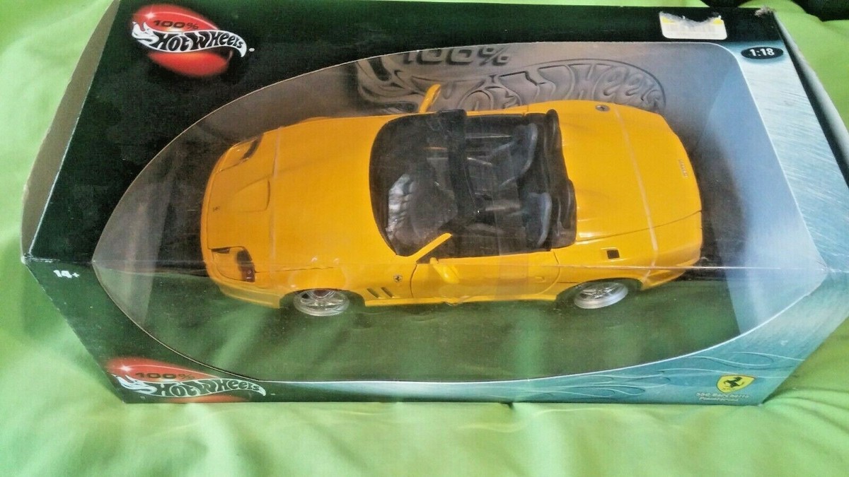 Hot wheels 1/18 scale Ferrari 550 Barchetta yellow new in the box