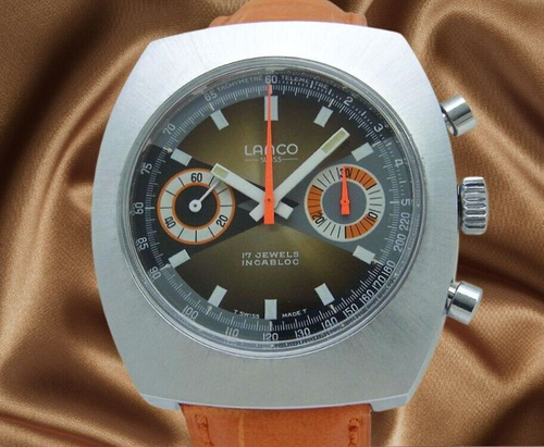 Lanco Cronografo Incabloc 961-1462 Manuale Vintage Orologio 1970's Modificato