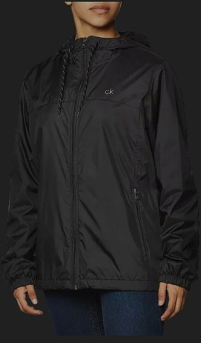 NEW! WOMEN'S CALVIN KLEIN FLEECE LINED HOODED WINDBREAKER JACKET BLACK SIZE XL - Picture 3 of 12