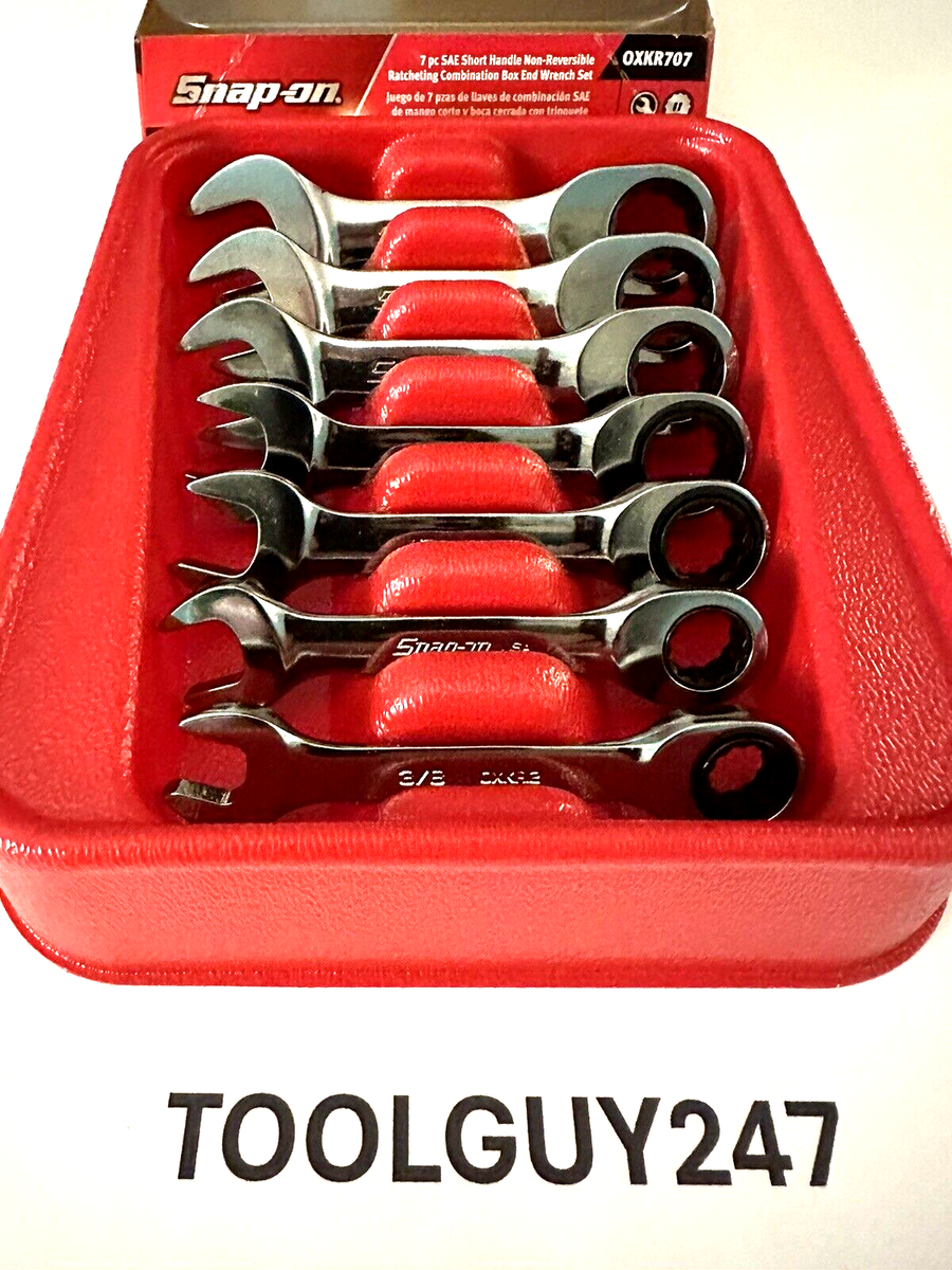 SNAP ON TOOLS OXKR707 7pc SAE 0° Offset Short Ratcheting Combo