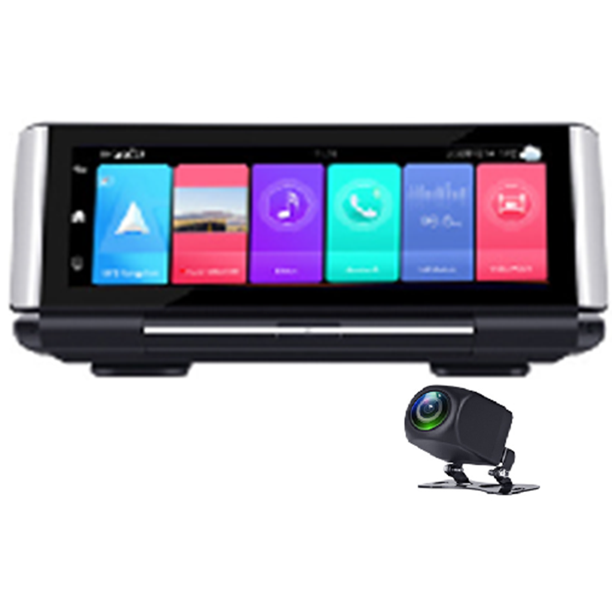 7in Car Touch Screen Dual Lens Camera Driving Recorder GPS Navi ADAS Dashboard