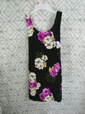 Looking Good Dress Size M Black Floral Pull Over Sleeveless Tie Back Casual Work