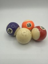 4 Vintage Striped Number 11,12,13 and White Replacement Pool Balls