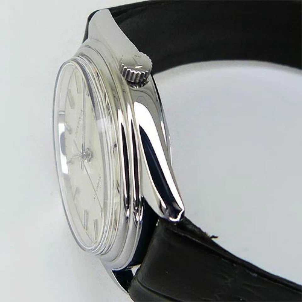 Reloj JUVENIA 9062R Automático Fecha Antiguo Esfera Plateada 34.5mm Para Hombre SS Revisado Foto 4 de 4