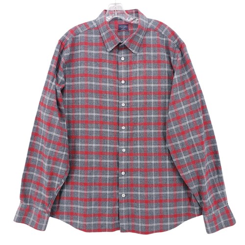 UNTUCKit Plaid Button Front JAXON Shirt Gray Red White Size TALL XXL 2XLT