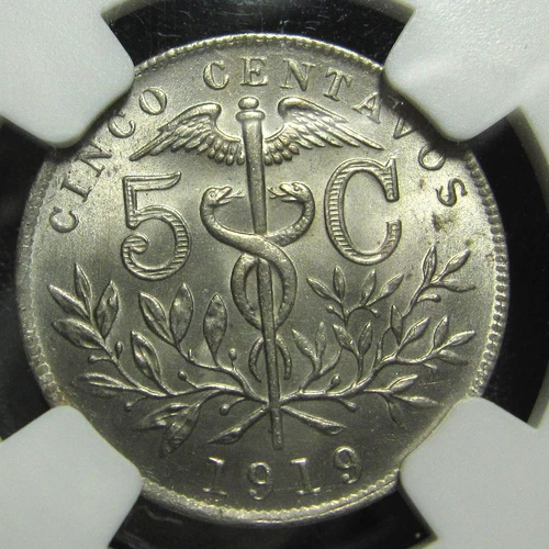 1919 Bolivia 5 Cents, NGC MS 65