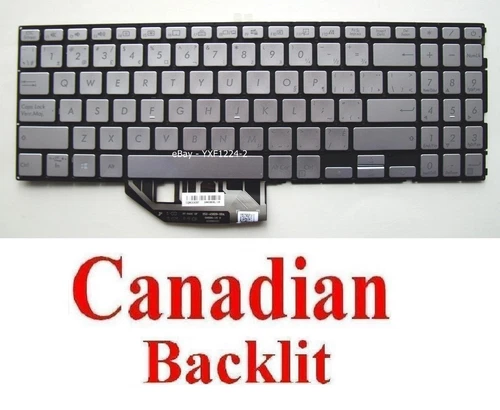 Keyboard for ASUS S15 S532 S532F S532FA - 0KNB0-563KCB00 CA Canadian Silver