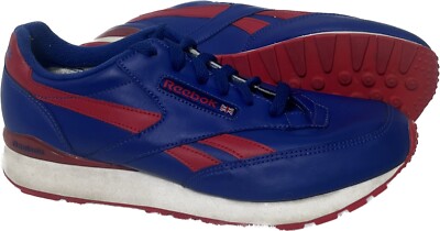 Reebok Classic Leather Women Sz 10 Shoes Trainers Blue Red Plus Alternate Laces