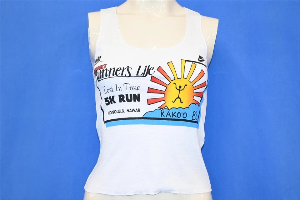 Camiseta sin mangas vintage años 80 NIKE HAWAII RUNNERS LIFE 5K RUN RACERBACK MUJER XS Foto 2 de 3