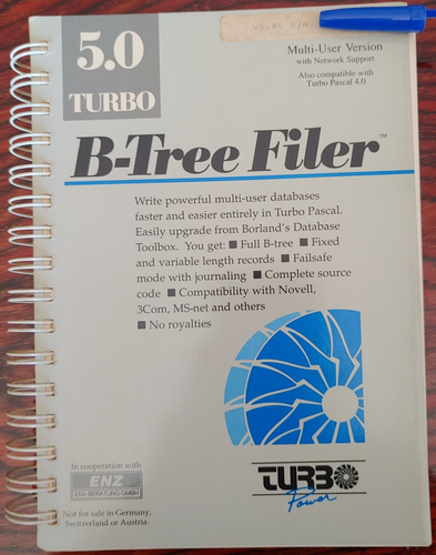 B-Tree Filer - Libreria Database per TURBO PASCAL - TurboPower - DOS - Vintage - Zdjęcie 2 z 7