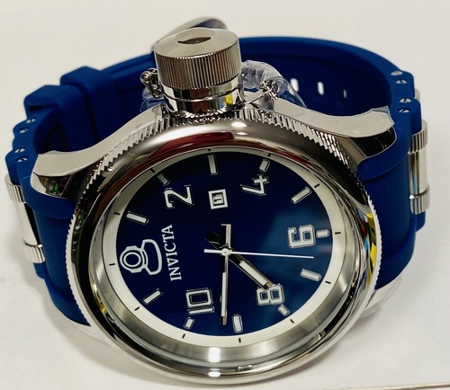 52mm Blue MOP Dial RUSSIAN DIVER Blue Silicone Band Quartz Invicta Mens Watch - Picture 8 of 12