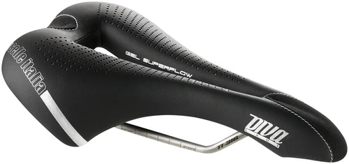 Selle Italia Diva Gel Superflow Saddle - Titanium, Black, Women's, S3 135mm