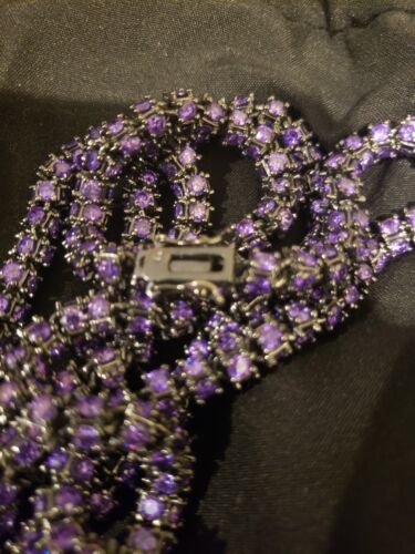 360 3d Purple Diamond necklace Purple Chain Neckla
