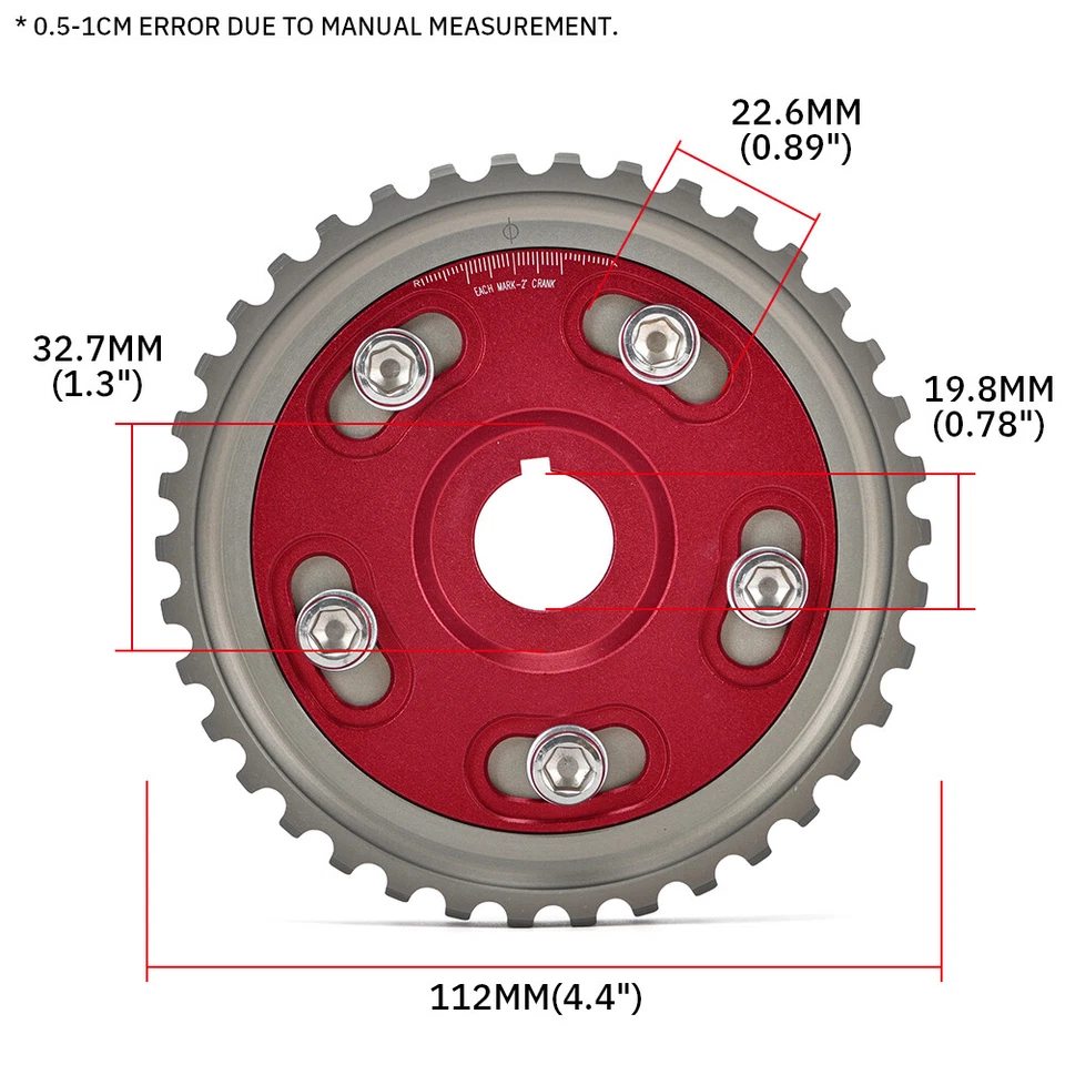 Polea de leva de engranaje de distribución ajustable apta para Honda Civic CRX D15/D16 Foto 4 de 4