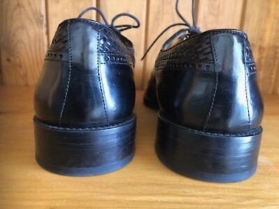 Mezlan Salinas Black Woven Leather Genuine Crocodile Cap Toe Derby Shoes Sz 9 Mezlan SALINAS Black Woven Leather Genuine Crocodile Cap Toe  main image 2