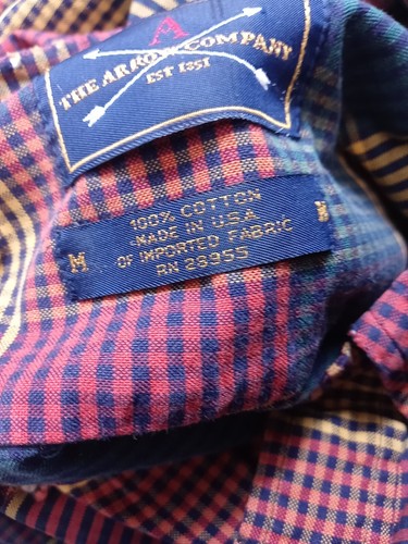 VTG The Arrow Company Plaid Shirt Mens Size Medium Button Down Long Sleeve Shirt - Picture 10 of 10