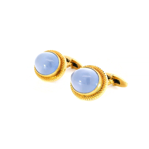 18K Yellow Gold Blue Agate Cufflinks - Video 1 of 1